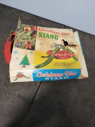 Vtg Metal Christmas Tree Stand In Box