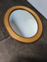 Vtg Wood Framed Oval Mirror