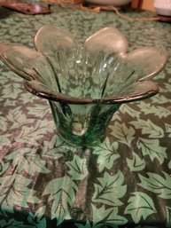 Vtg Art Glass Flower Bowl