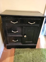Vtg Black Side Table With Drawers