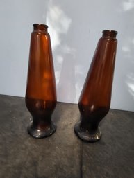 2 Vtg Brown Glass Bottles