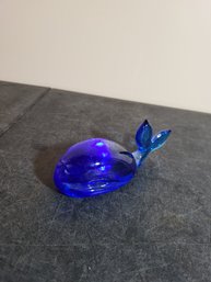 Vtg Blue Art Glass Whale