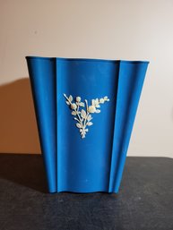 Vtg Blue Garbage Can