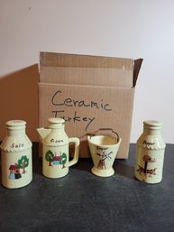 Vtg Ceramic Lot Salt And Pepper Cream And Sugar