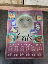 Vtg Cats Calendar Poster JB