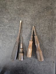 Lot Of Antique Wood Handle Screwdrivers JB