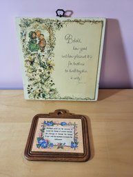 2 Vtg Wall Hanging Quotes A3