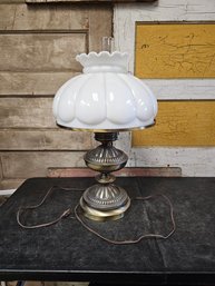 Vtg Milk Glass Shade Lamp