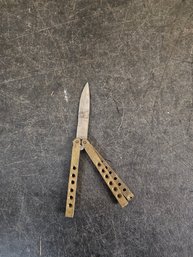 Vtg Brass Butterfly Style Pocket Knife B3