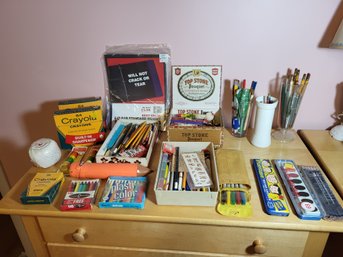 Large Office Desk Item Lot Pens Crayons Ect..