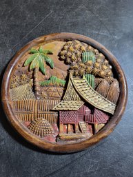 Vtg Carved Wood Art Piece B1