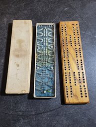 Vintage Lucite Plastic Acrylic And Wood Cribbage Boards MCM B1