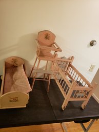 Vtg Wooden Baby Items