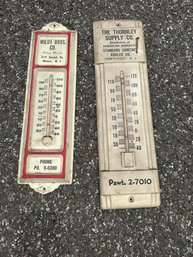 2 Vintage Advertising Thermometers RI  DD