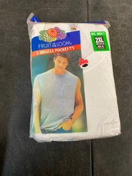 2XL 2 Pk Muscle Pocket T-shirts Fruit Of The Loom C2