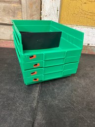 4 Piece Lot Green Organizers W/ 2 Dividers B1