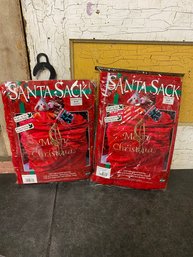 2 Piece Lot Santa Sack Gift Bags H2