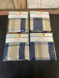 4 Piece 2 Pk Flannel Pillow Case Lot H3