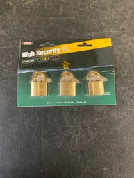 High Security Brass Padlock 3 Pk H3