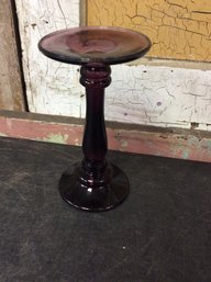 Purple Glass Pillar Candle Holder A1