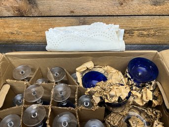 Clear Blue Glassware Set