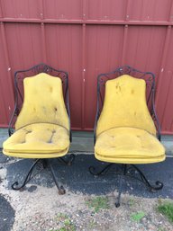 2 Vintage Yellow Chairs Barn