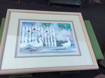 Large Framed Goose Painting Barn