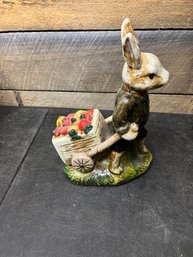 Rabbit With Wheelbarrow Garden Statue