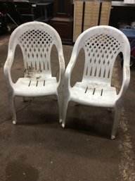 2 White Plastic Outdoor Chairs Barn