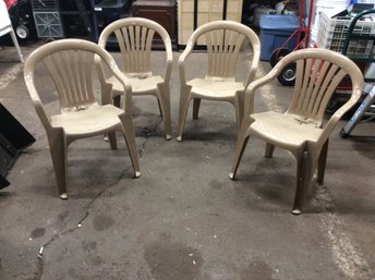 4 Piece Tan Plastic Outdoor Chairs Barn