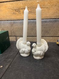 Glass Turkey Candle Holders
