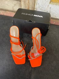 Orange Fashion Nova Heels Size 8 A2