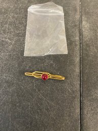 Gold Filled Lapel Pin With Red Stone A3