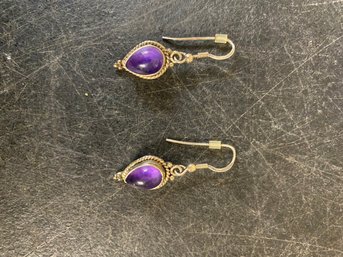5.3g Sterling Silver Earrings With Purple Stones G2