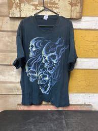 3XL Flaming Skulls Shirt GH1