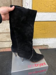 Tall Black Zip Up Boots Size Unknown F4