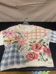 Allen Collins Flower Sweater Size Medium (Z3)