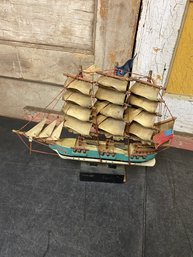 Wooden Ship Decor With Hidden Storage A1