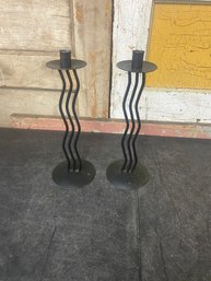 2 Piece Black Candle Holders B2