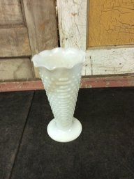 White Milk Glass  Flower Vase (Z1)