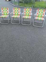 4 Piece Vtg  Folding Lawn Chairs Lot Barn