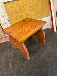 Wooden Stool With Sailboat (Z5)