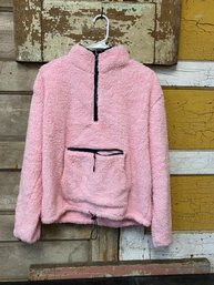 NoBo L Pink Fuzzy Pullover W Zipper Pocket GH1