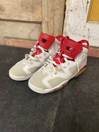 5.5Y White & Red Jordans K2