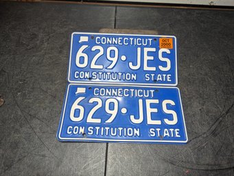 Lot Of 2 Vtg Ct License Plates G3