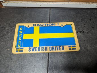Vtg Swedish Flag License Plate G3