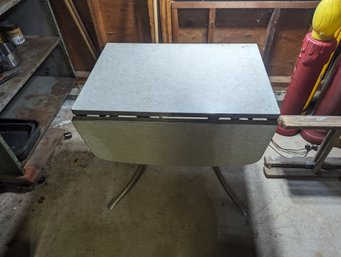 Rare Mid-Century Modern Chrome Formica Drop Sides Kitchen Table