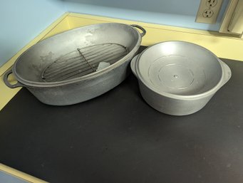 Lot Of 2 Vtg Club Aluminum Roasting Pots