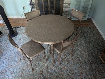 Vtg Round Cosco Round Folding Table With Chairs