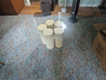 Nice Vtg MCM Glass Top Table With Adjustable Height Pieces